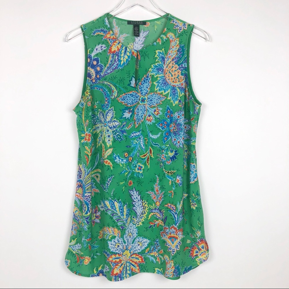 Lauren Ralph Lauren Green Floral Tunic Top